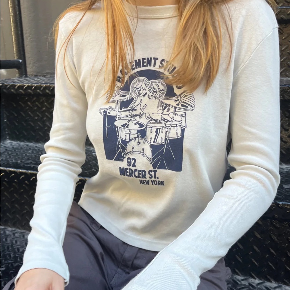 Brandy Melville Basement Studio Graphic long sleeve tee